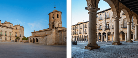 À gauche : Almazán à Soria. À droite : Place à Sigüenza, province de Guadalajara
