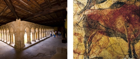 Claustro de la Colegiata de Santillana y Bisonte de la Cueva de Altamira