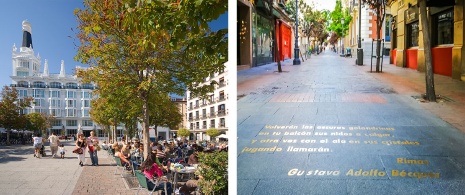 Links: Plaza de Santa Ana / Rechts: Stadtteil Las Letras, Madrid ©Vivvi Smak