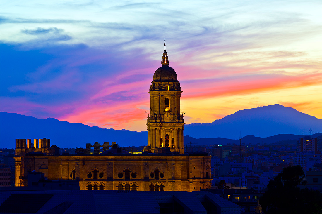 Cathedral of Malaga at sunset Cathedral of Malaga at sunset