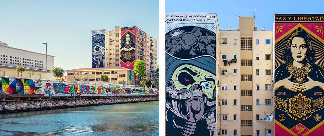 Barrio de las Artes en Málaga, Andalucía  Barrio de las Artes en Málaga, Andalucía