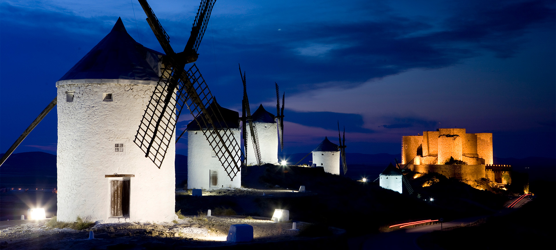 Windmills in Consuegra at sunset