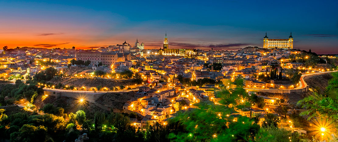 Toledo at dusk in Castile-La Mancha