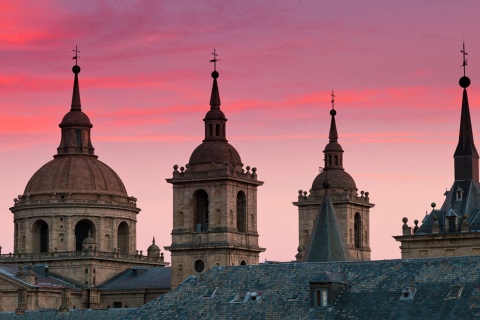  Vedute dei tetti del Monastero de El Escorial al Tramonto a San Lorenzo de El Escorial, Madrid