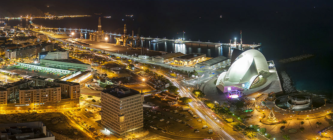 View of Santa Cruz de Tenerife at night (Canary Islands)