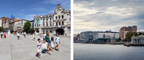 Esquerda: Centro de Santander / Direita: Centro Botín, em Santander