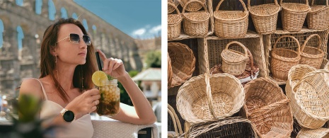 À gauche : Touriste sirotant un cocktail à l