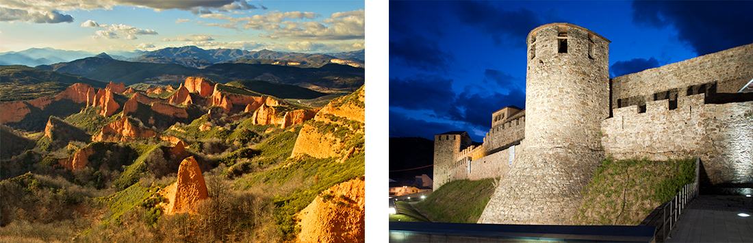 Las médulas y la muralla de Ponferrada, Castilla y León Las médulas y la muralla de Ponferrada, Castilla y León
