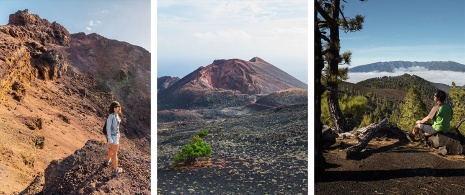 Imágenes varias durante el recorrido de la ruta de los volcanes en La Palma, Islas Canarias