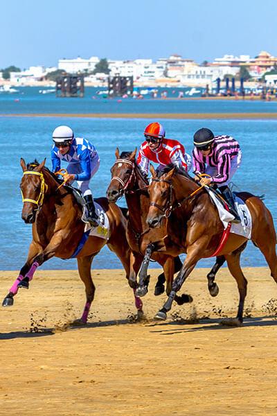 Courses de chevaux sur la plage de Sanlúcar de Barrameda, Cadix Courses de chevaux sur la plage de Sanlúcar de Barrameda, Cadix