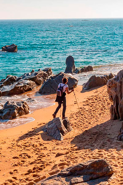 Hiker in Platja d’Aro. Costa Brava, Girona