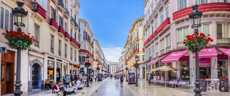 Widok na ulicę Larios w Maladze, Andaluzja