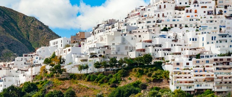 Detalhe das casas brancas de Mojácar, em Almeria (Andaluzia)