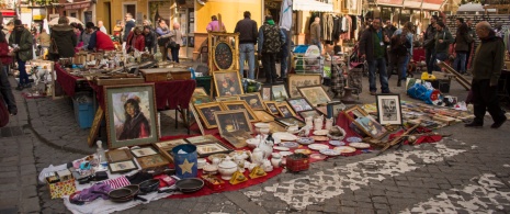 Detail of a stall in the El Jueves street market, Seville, Andalusia