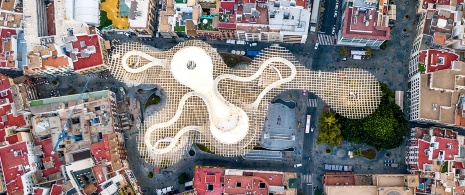 Aerial view of the Metropol Parasol in Seville