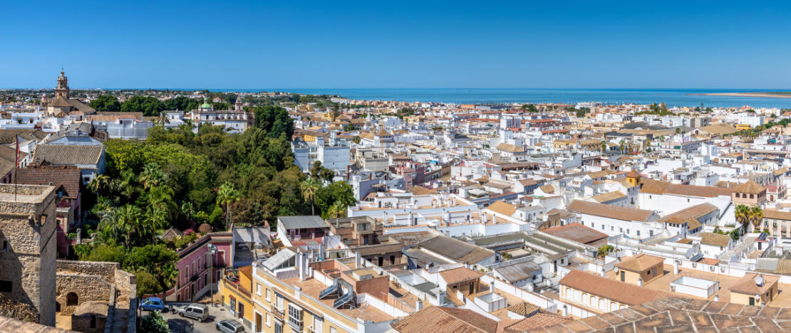 Vue aérienne de Sanlúcar de Barrameda, Andalousie Vue aérienne de Sanlúcar de Barrameda, Andalousie