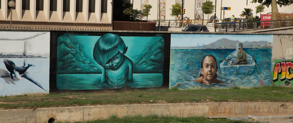 Shot of a mural in the city of Málaga, Andalusia Shot of a mural in the city of Málaga, Andalusia