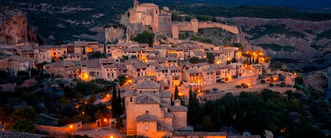 Vista nocturna de Alquézar, Huesca