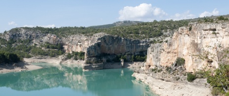 View of the Santolea reservoir in Teruel, Aragon
