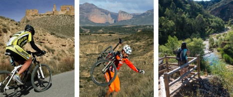 Images of mountain biking and hiking in La Hoya de Huesca, Aragon © Comarca Hoya de Huesca – Jon Izeta