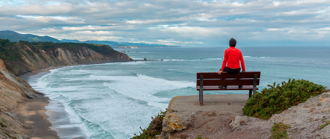 Bench at the natural viewing point of Sablón en Cabo Vidio, Asturias Bench at the natural viewing point of Sablón en Cabo Vidio, Asturias