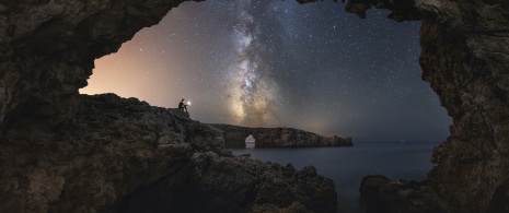 Vista da reserva starlight em Menorca, Ilhas Baleares