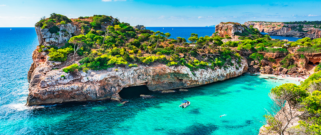 Blick auf Caló des Moro auf Mallorca, Balearische Inseln Blick auf Caló des Moro auf Mallorca, Balearische Inseln