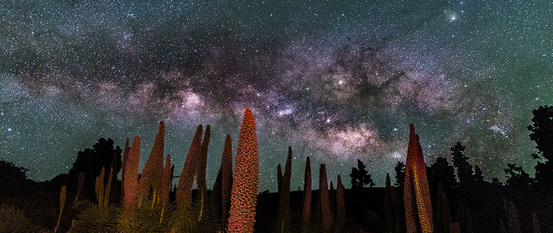 カナリア諸島のタヒナステにかかる天の川 カナリア諸島のタヒナステにかかる天の川