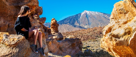 Young woman in Teide National Park, Tenerife (Canary Islands)
