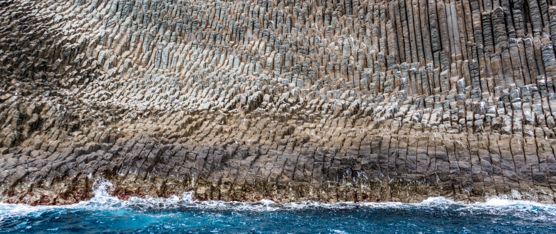 Detalle de Los Órganos en la costa norte de Vallehermoso en La Gomera, Islas Canarias