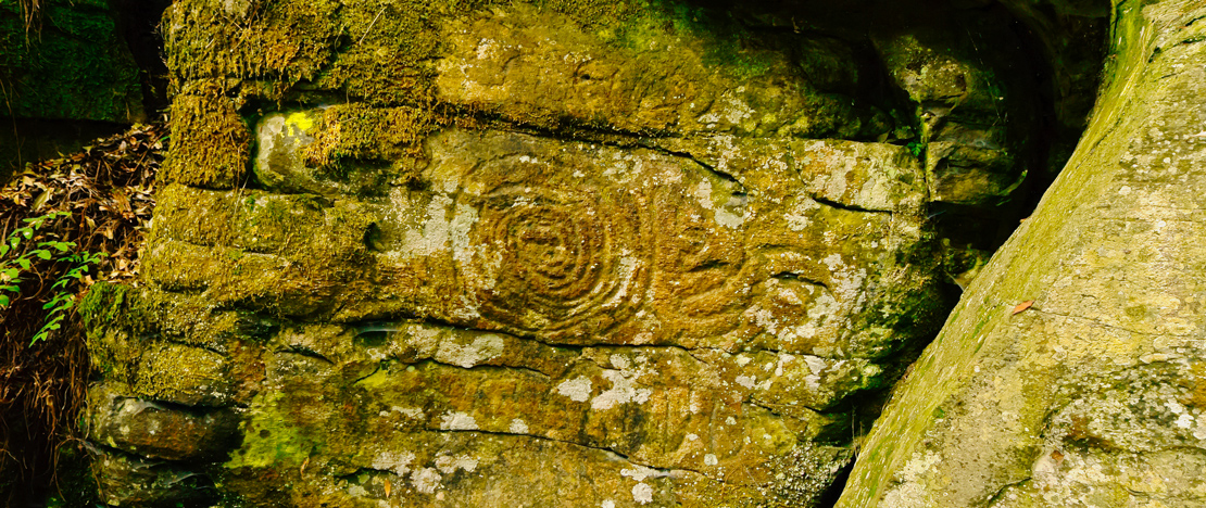 Rock carving in the cultural park of La Zarza y La Zarcita de Garafía on La Palma, Canary Islands