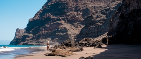 Veduta della spiaggia di Güi güi a Gran Canaria, isole Canarie