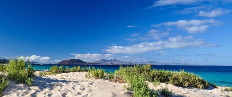 Vista de las dunas de Corralejo en Fuerteventura, Islas Canarias