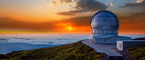 Detalle del Observatorio Astrofísico del Roque de los Muchachos en La Palma, Islas Canarias