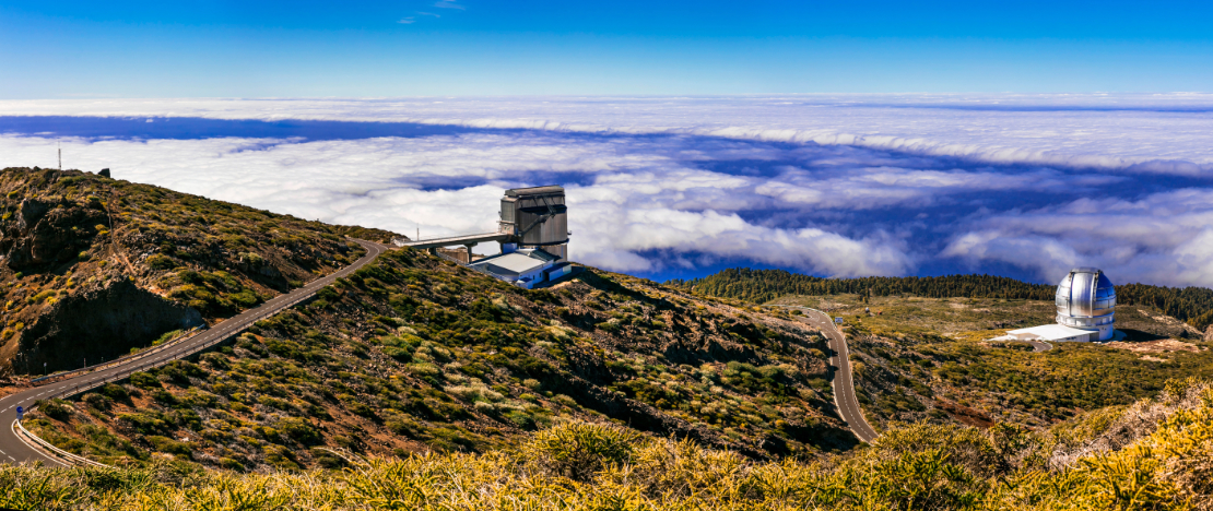 Panoramablick vom Observatorium Roque de Los Muchachos auf La Palma, Kanarische Inseln Panoramablick vom Observatorium Roque de Los Muchachos auf La Palma, Kanarische Inseln