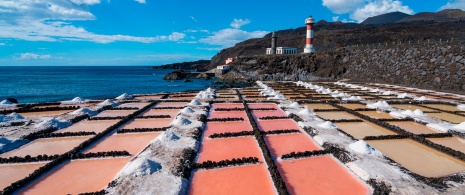 Detailansicht der Salinen von Fuencaliente auf La Palma, Kanarische Inseln