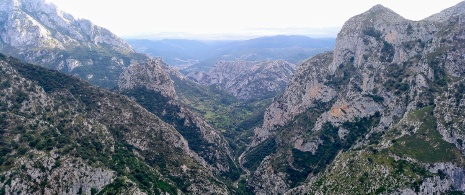Aerial view of the La Hermida gorge from the Santa Catalina viewpoint platform in Cantabria
