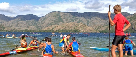 Canoeing on Sanabria lake.