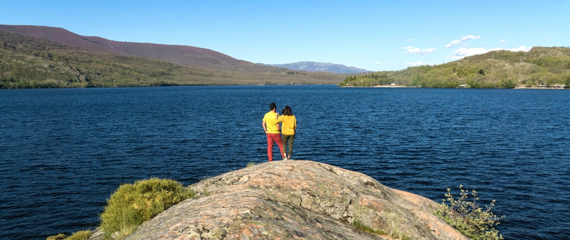Tourists gazing at Lake Sanabria in Zamora, Castile and Leon Tourists gazing at Lake Sanabria in Zamora, Castile and Leon