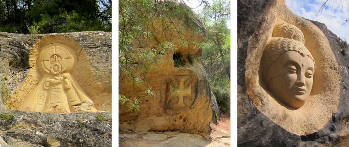 Details of faces along the Las Caras trail in Buendía, Cuenca, Castile-La Mancha Details of faces along the Las Caras trail in Buendía, Cuenca, Castile-La Mancha