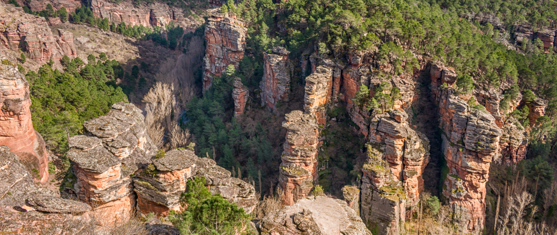 Vue du Barranco de la Hoz dans la province de Guadalajara, Castille-La Manche Vue du Barranco de la Hoz dans la province de Guadalajara, Castille-La Manche