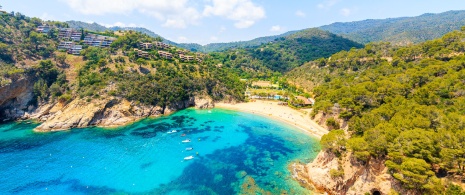 Vue de Cala Giverola à Tossa de Mar dans la province de Gérone, Catalogne