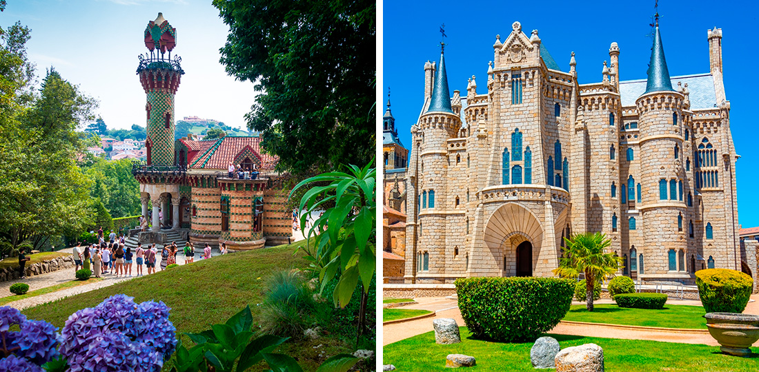 Sinistra: El Capricho, Comillas. A destra: Palazzo episcopale, Astorga