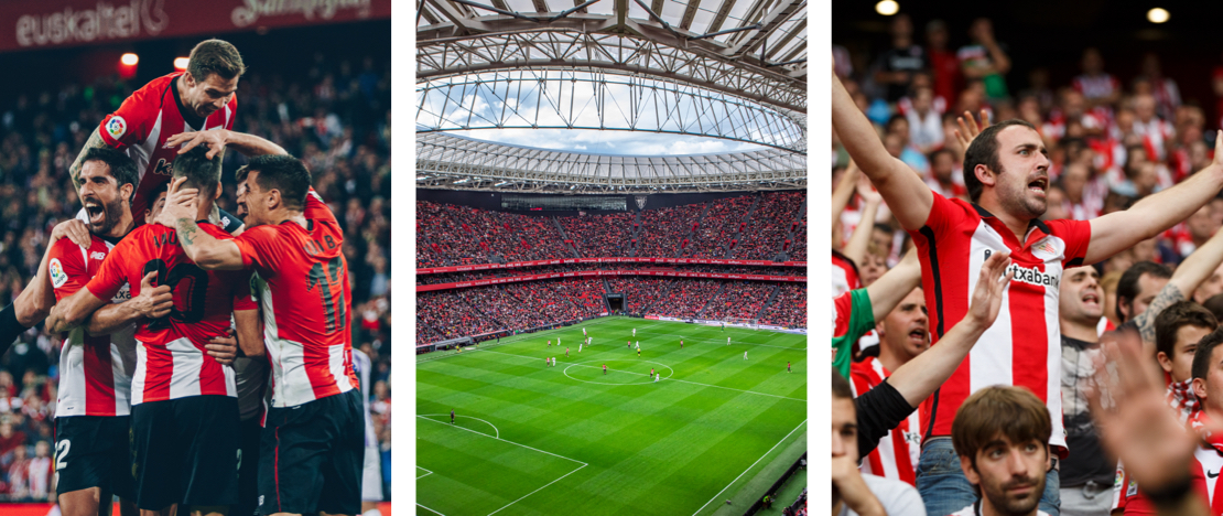 Players, stadium and fans of Athletic Club de Bilbao in Vizcaya, Basque Country Players, stadium and fans of Athletic Club de Bilbao in Vizcaya, Basque Country