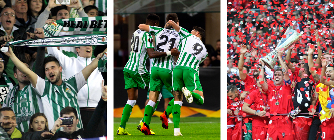 Fans and players of Real Betis and Sevilla, Andalusia Fans and players of Real Betis and Sevilla, Andalusia