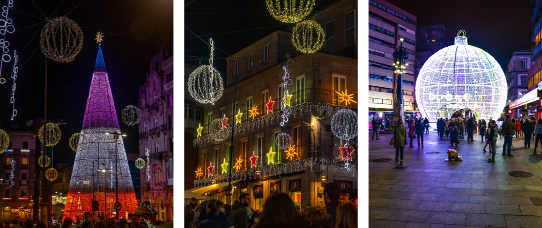 Luzes de Natal © Esquerda e centro: jcami / Direita: Olivier Guiberteau