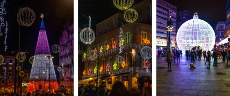 Luci di Natale © A sinistra e al centro: jcami / A destra: Olivier Guiberteau