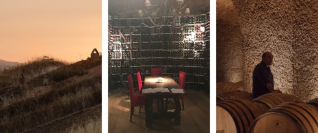 Von links nach rechts: Weinkeller in Jiménez de Jamuz / Gourmet-Raum El Capricho / Detailansicht der Bodega El Capricho