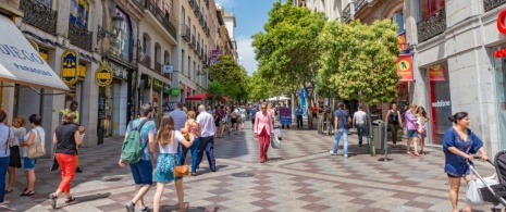 Blick auf die Calle Montera in Madrid (Autonome Gemeinschaft Madrid)