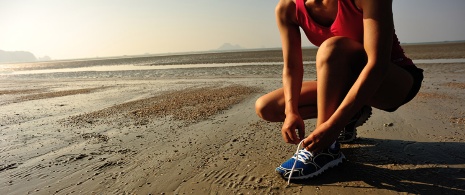 Joggerin am Strand Joggerin am Strand